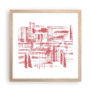 Plagát v ráme zo svetlého duba - Červené mesto - 40x40 cm