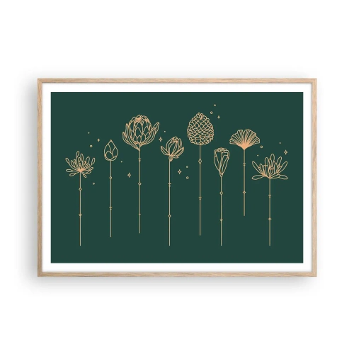 Plagát v ráme zo svetlého duba - Bylinky - 100x70 cm