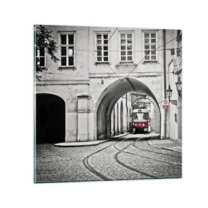 Obraz na skle - Mestským labyrintom - 30x30 cm