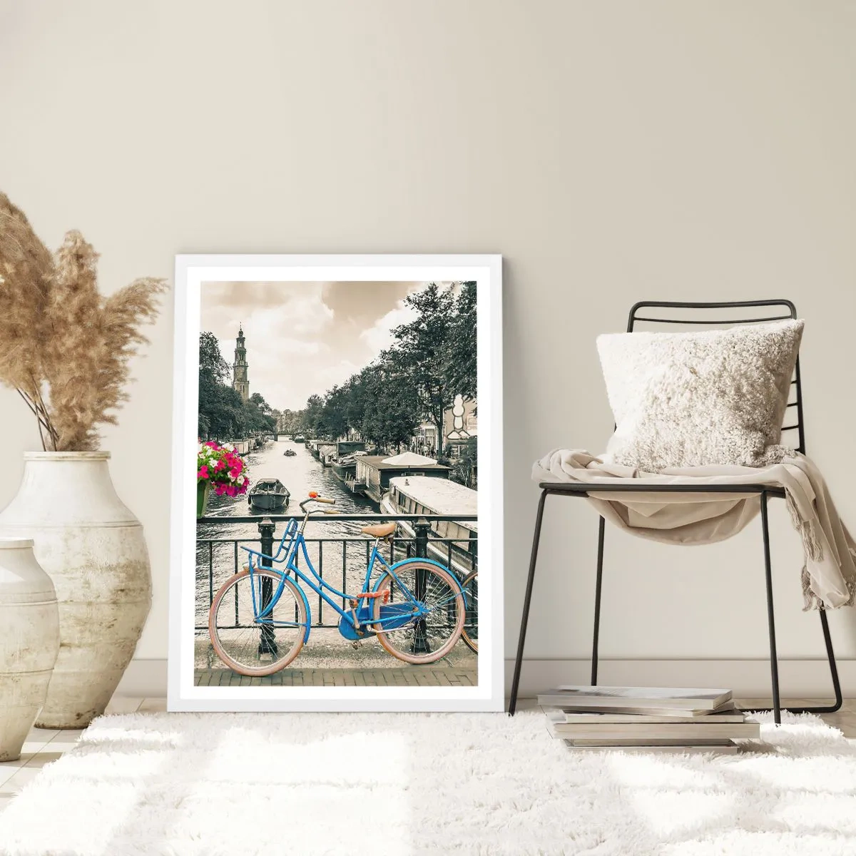 Plagát v bielom ráme - Farby amsterdamskej ulice - 40x50 cm