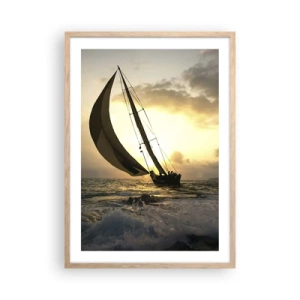 Plagát v ráme zo svetlého duba - S vetrom a proti vetru - 50x70 cm