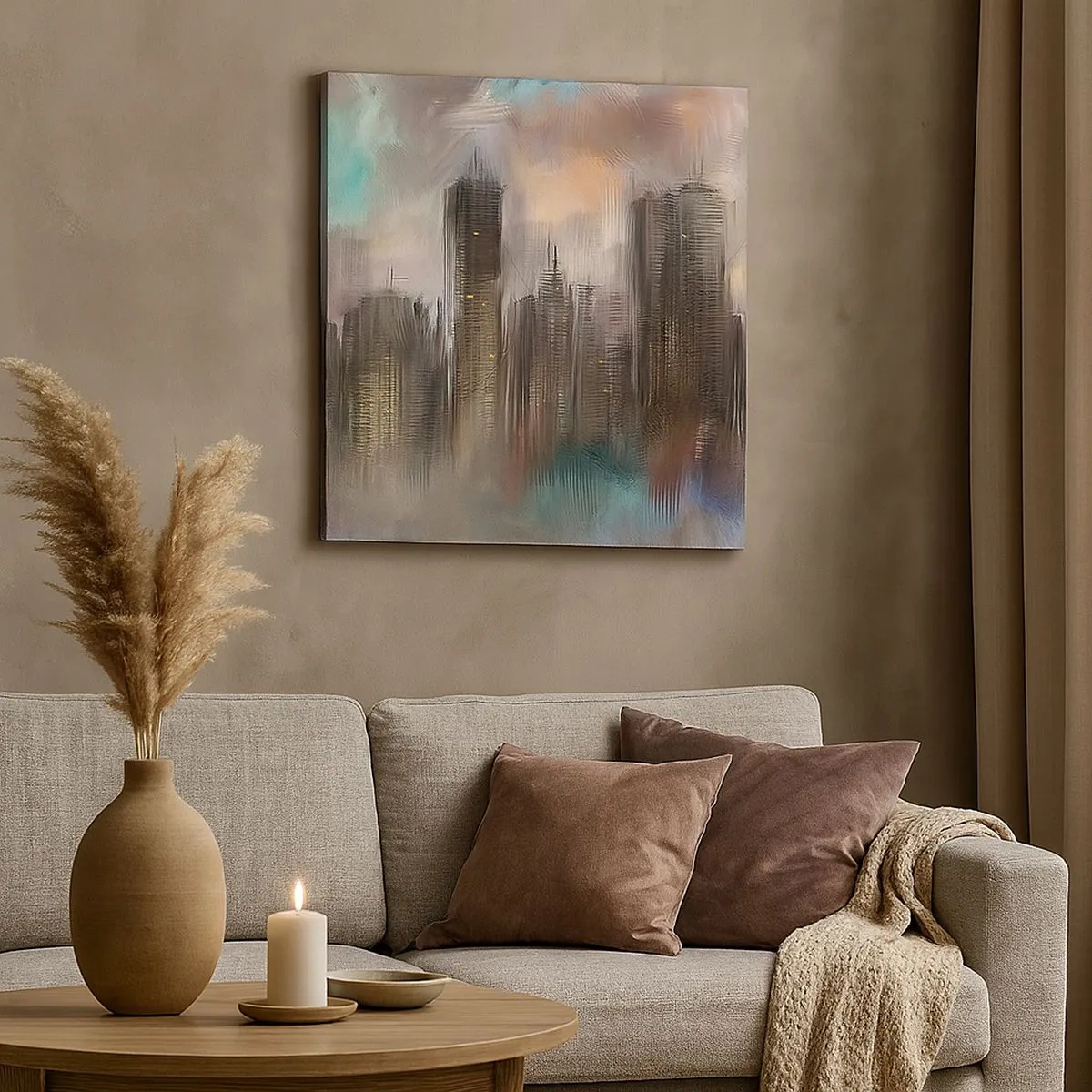 Obraz na plátne - Kompozícia z ocele, kameňa a hmly - 30x30 cm