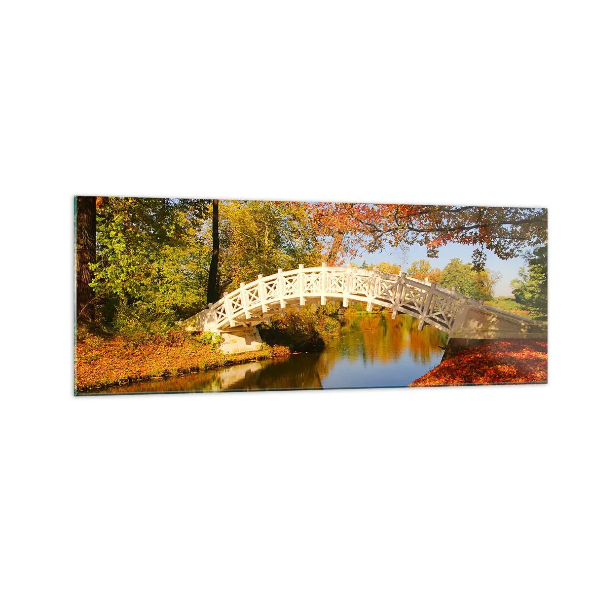 Obraz na skle - Na bielom mostíku vzdychov - 140x50 cm