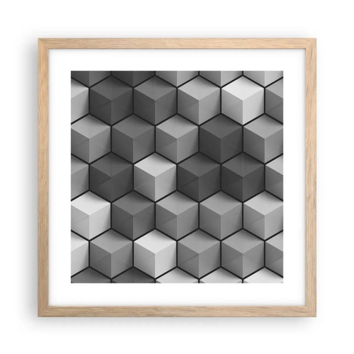 Plagát v ráme zo svetlého duba - Kubistické puzzle - 40x40 cm