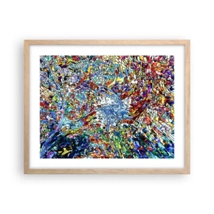 Plagát v ráme zo svetlého duba - Vitráž s kvapkami - 50x40 cm
