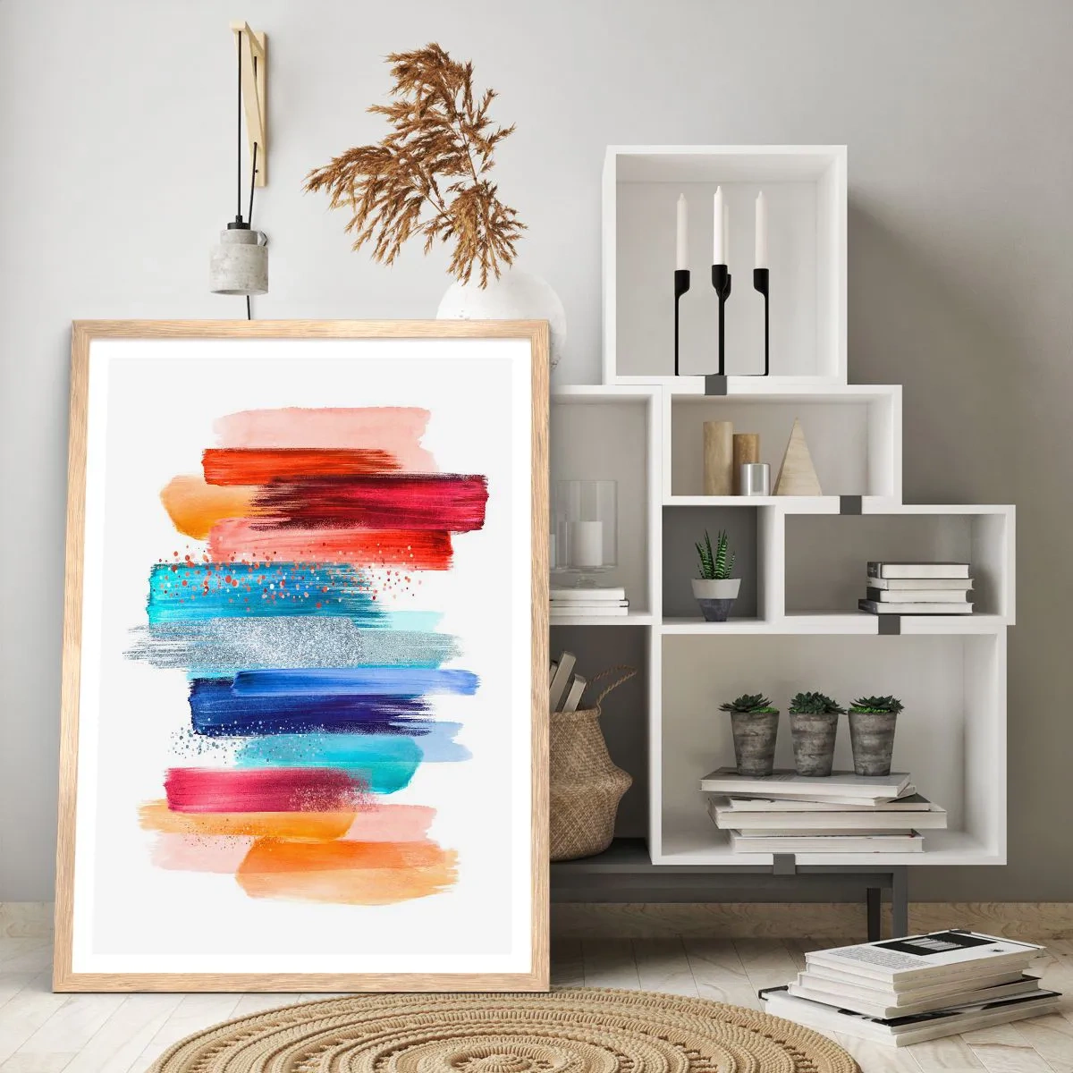 Plagát v ráme zo svetlého duba - Hore a dole - 40x50 cm