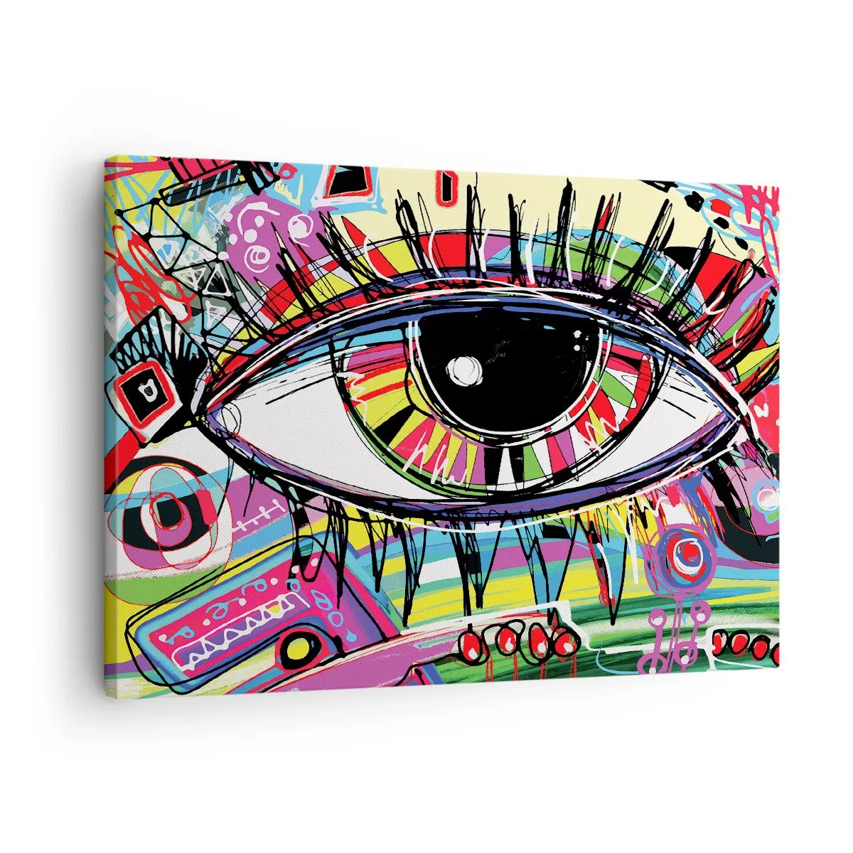 Obraz na plátne - Farebné abstraktné graffiti oko - 70x50cm - Farebné oko - farebná duša - Moderná nástenná dekorácia do obývacej izby a spálne ARTTOR