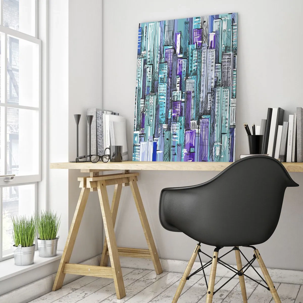 Obraz na skle - Zmodralé od neba  - 50x70 cm