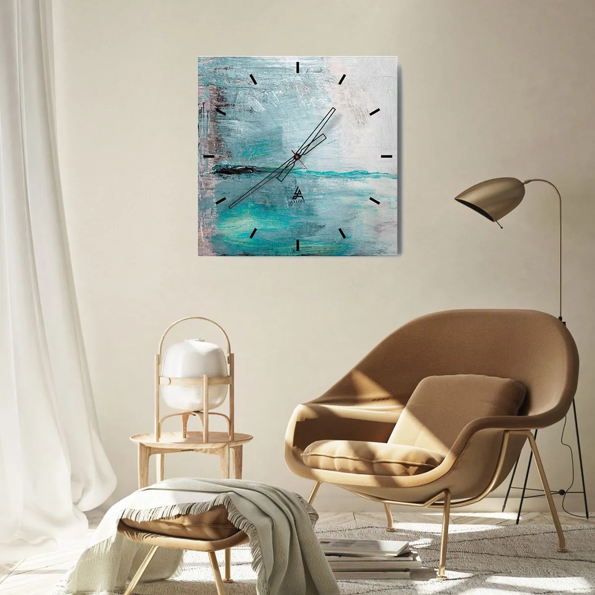 Nástenné hodiny - Horizontálne v modrej - 40x40 cm