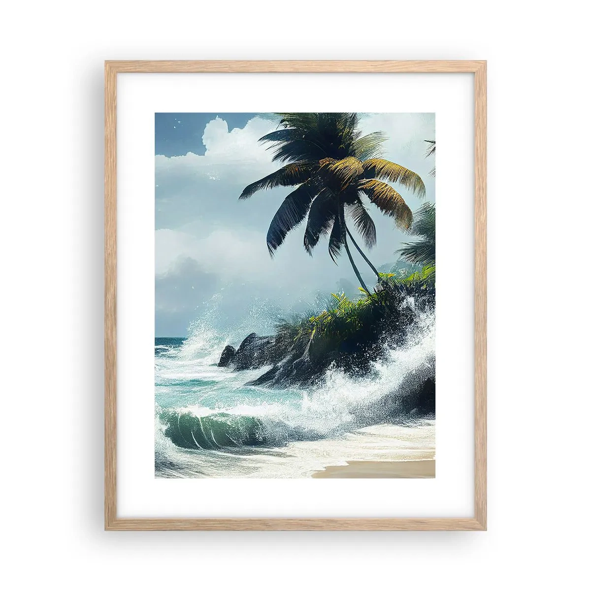 Plagát v ráme zo svetlého duba - Na tropickom pobreží - 40x50 cm