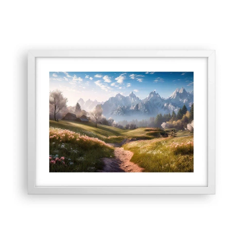 Plagát v bielom ráme - Idylické údolie - 40x30 cm