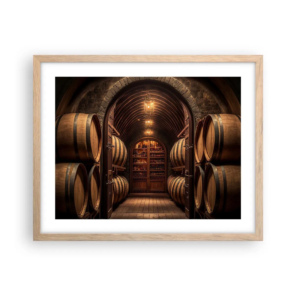 Plagát v ráme zo svetlého duba - Nádherná pivnica - 50x40 cm