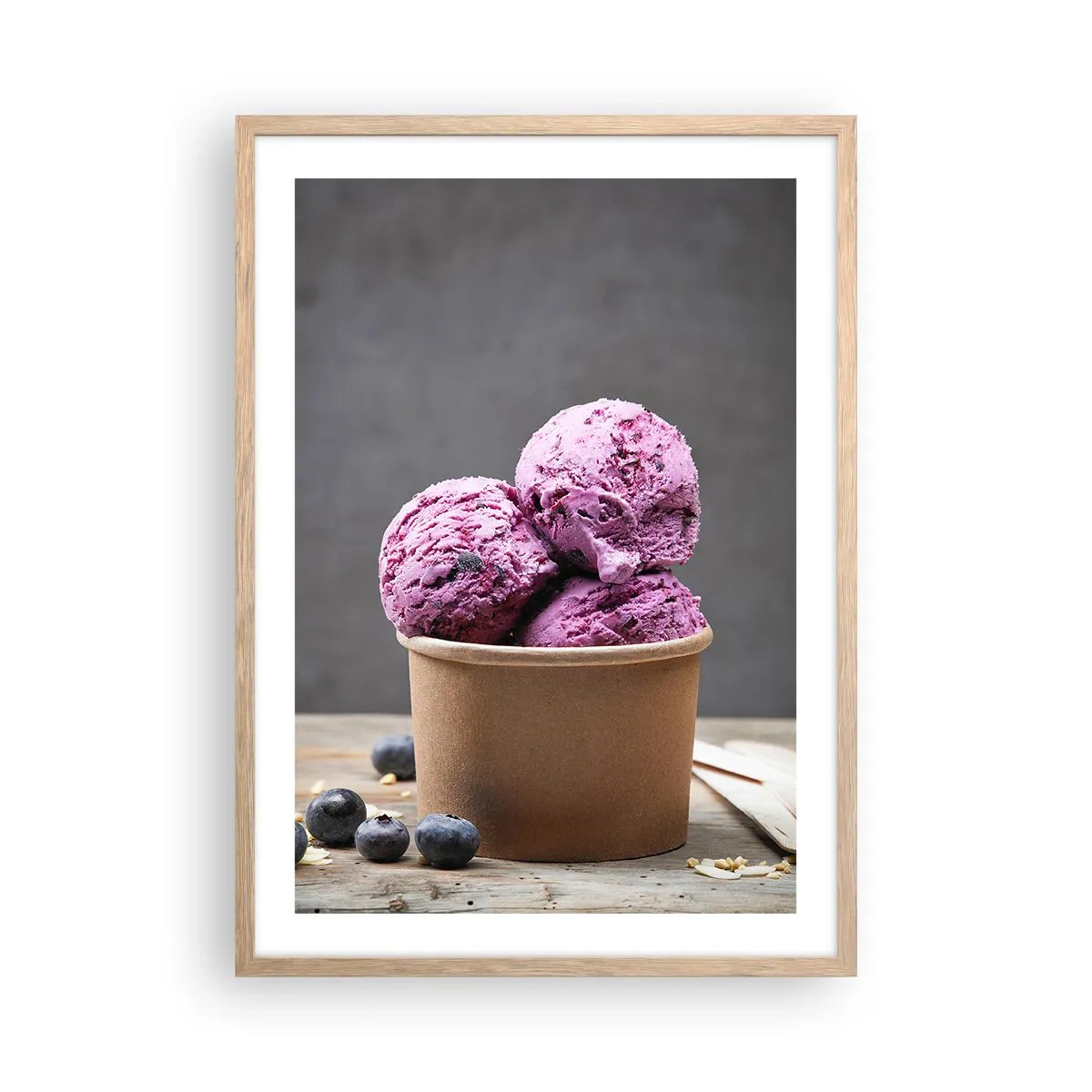Plagát v ráme zo svetlého duba - Sladkosť a chlad - 50x70 cm