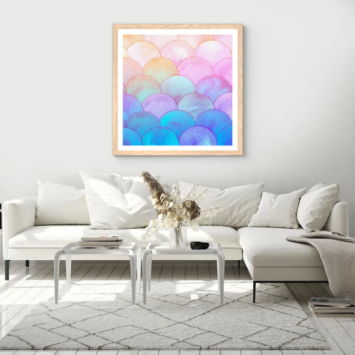 Plagát v ráme zo svetlého duba - Perleťová šupina - 50x50 cm