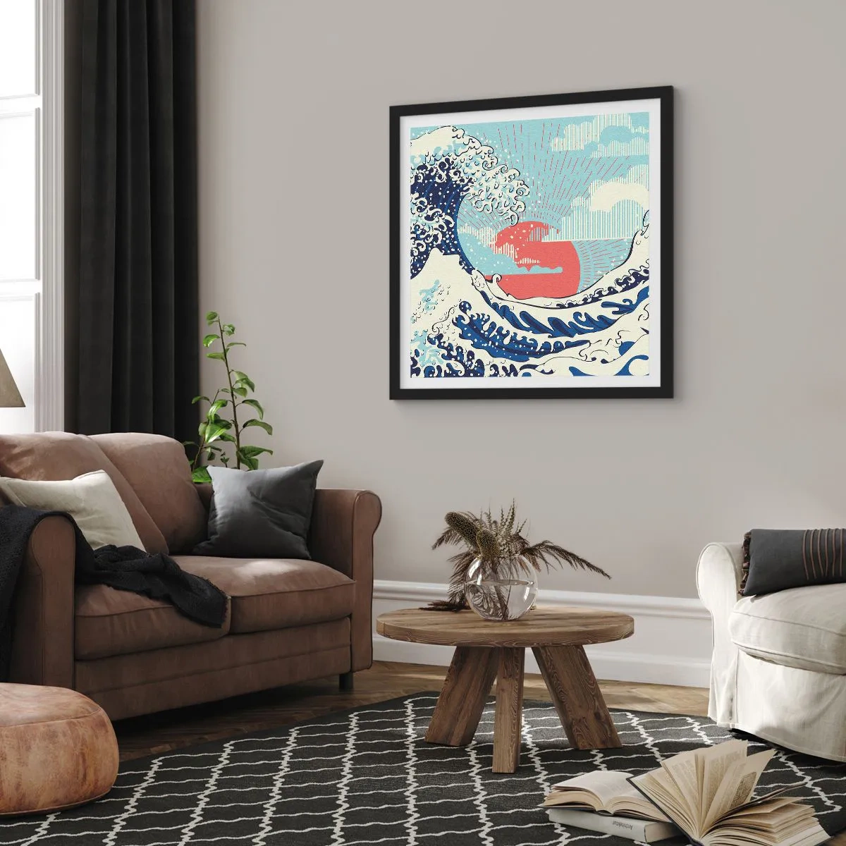 Plagát v čiernom ráme - Z japonských inšpirácií - 40x40 cm