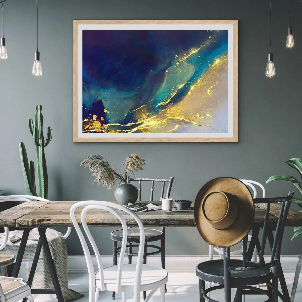 Plagát v ráme zo svetlého duba - Zlatý močiar - 100x70 cm