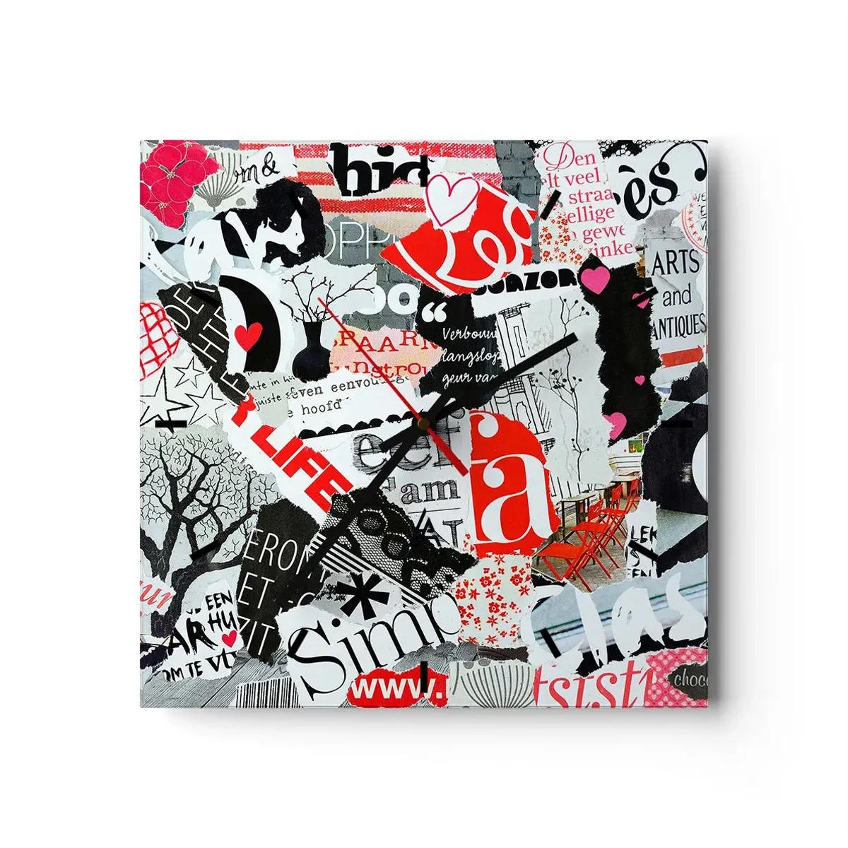 Nástenné hodiny - Hipsterská koláž - 40x40 cm