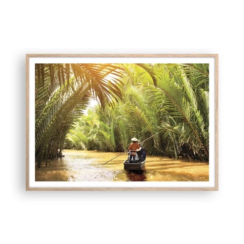 Plagát v ráme zo svetlého duba - Palmovou roklinou - 100x70 cm