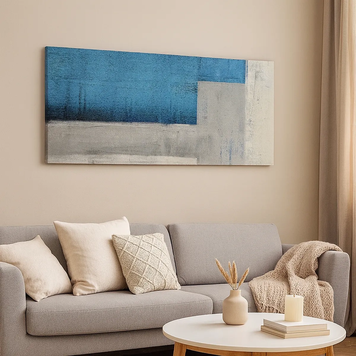 Obraz na plátne - Poetická kompozícia šedej a modrej - 30x30 cm