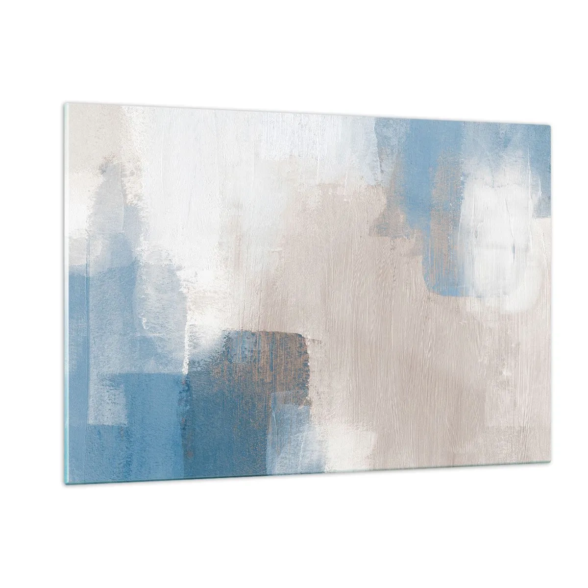 Obraz na skle - Ružová abstrakcia za modrým závojom - 120x80 cm