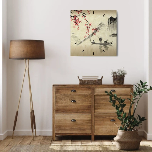 Nástenné hodiny - V krajine kvitnúcich čerešní - 40x40 cm