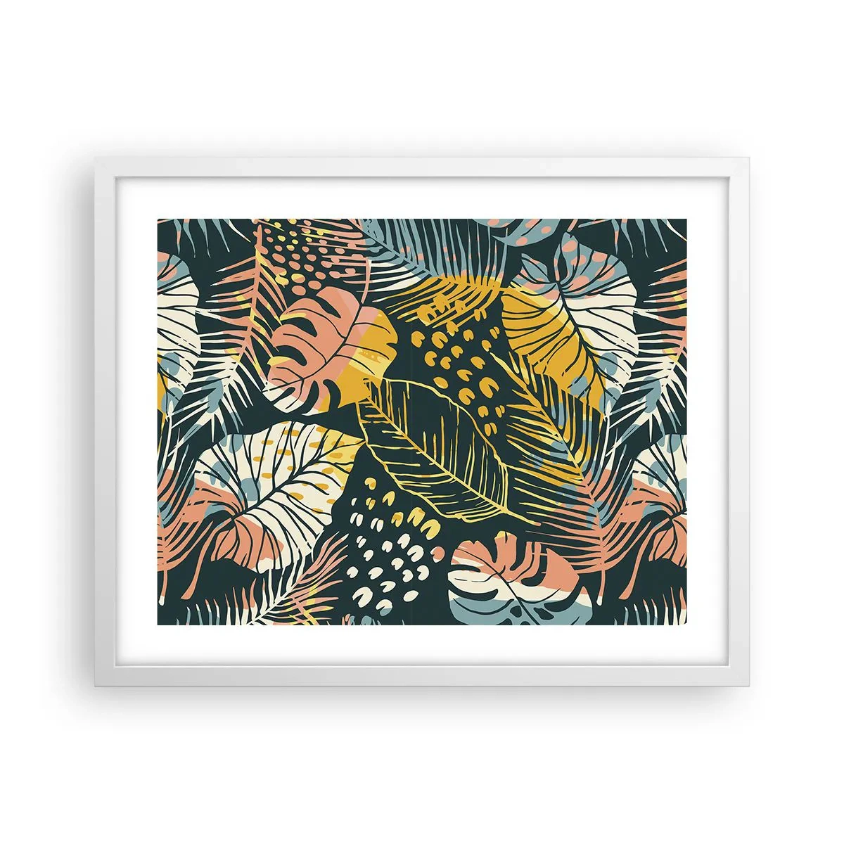 Plagát v bielom ráme - Listová fantázia - 50x40 cm