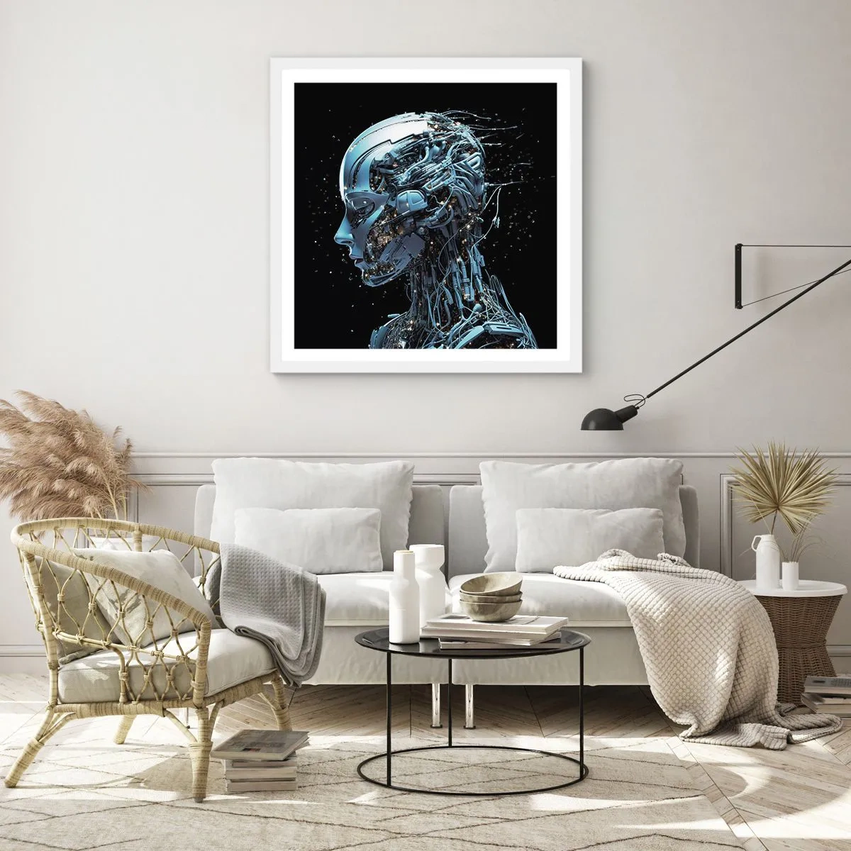 Plagát v bielom ráme - Technológia je žena - 60x60 cm