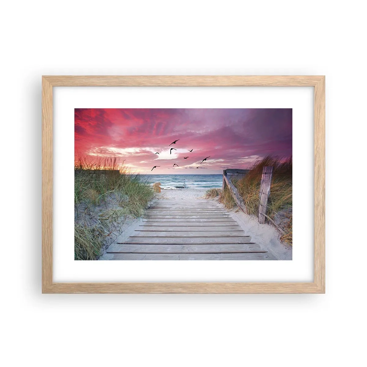 Plagát v ráme zo svetlého duba - Baltská impresia - 40x30 cm