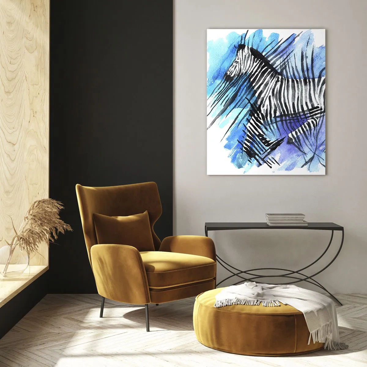 Obraz na skle - Skrytá v prúžkoch - 50x70 cm