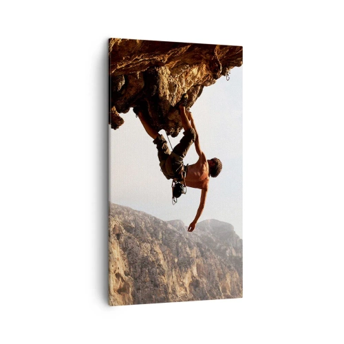 Obraz na plátne - Svet zovretý v ruke na zosuve balvanu - 45x80 cm