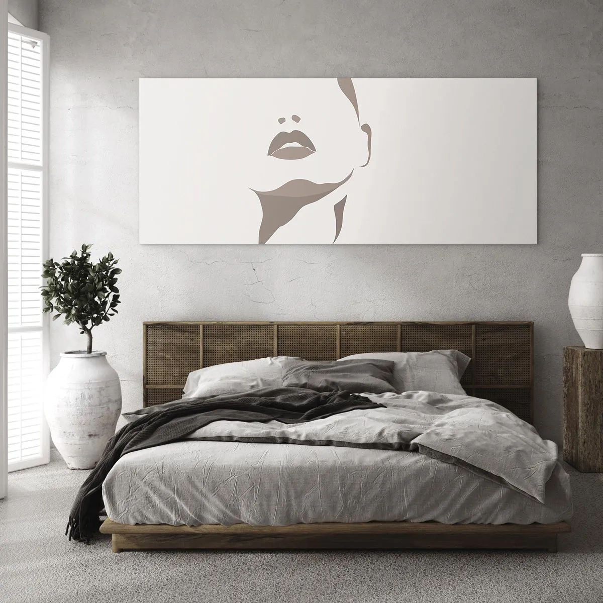 Obraz na skle - Stvorená zo svetla a tieňa - 100x40 cm