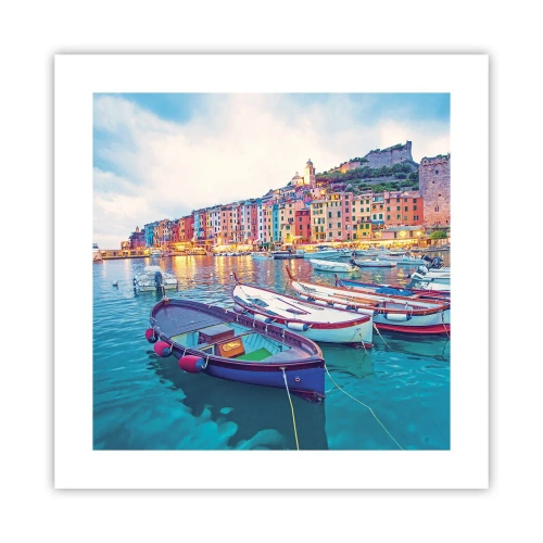 Plagát - Farebný večer v prístave - 40x40 cm