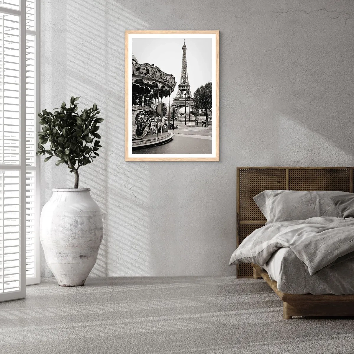 Plagát v ráme zo svetlého duba - Ak zábava, tak len v Paríži - 40x50 cm