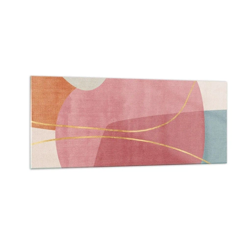 Obraz na skle - Pastelová kompozícia so zlatou niťou - 100x40 cm