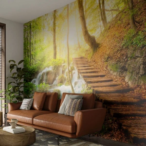 Samolepiaca Fototapeta Deluxe Sticker - Vytúžený chlad - Krajina, Vodopád, les - 250x175 cm