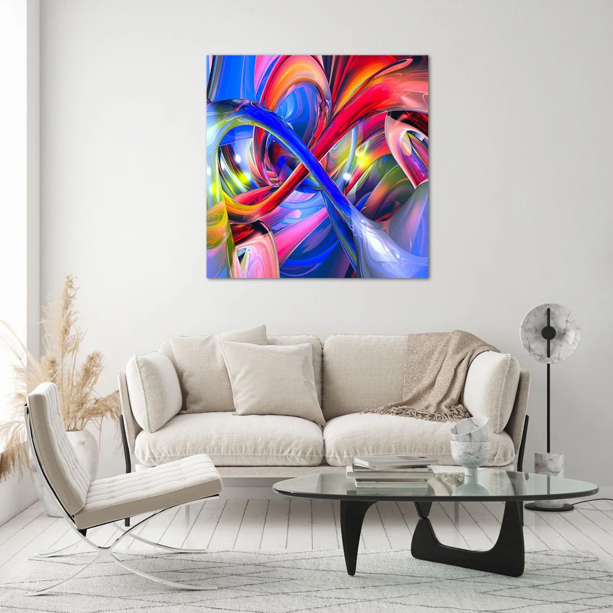 Obraz na skle - Tanec farieb - 60x60 cm