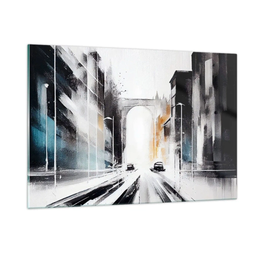 Obraz na skle - Štúdia mesta: architektúra a pohyb - 120x80 cm