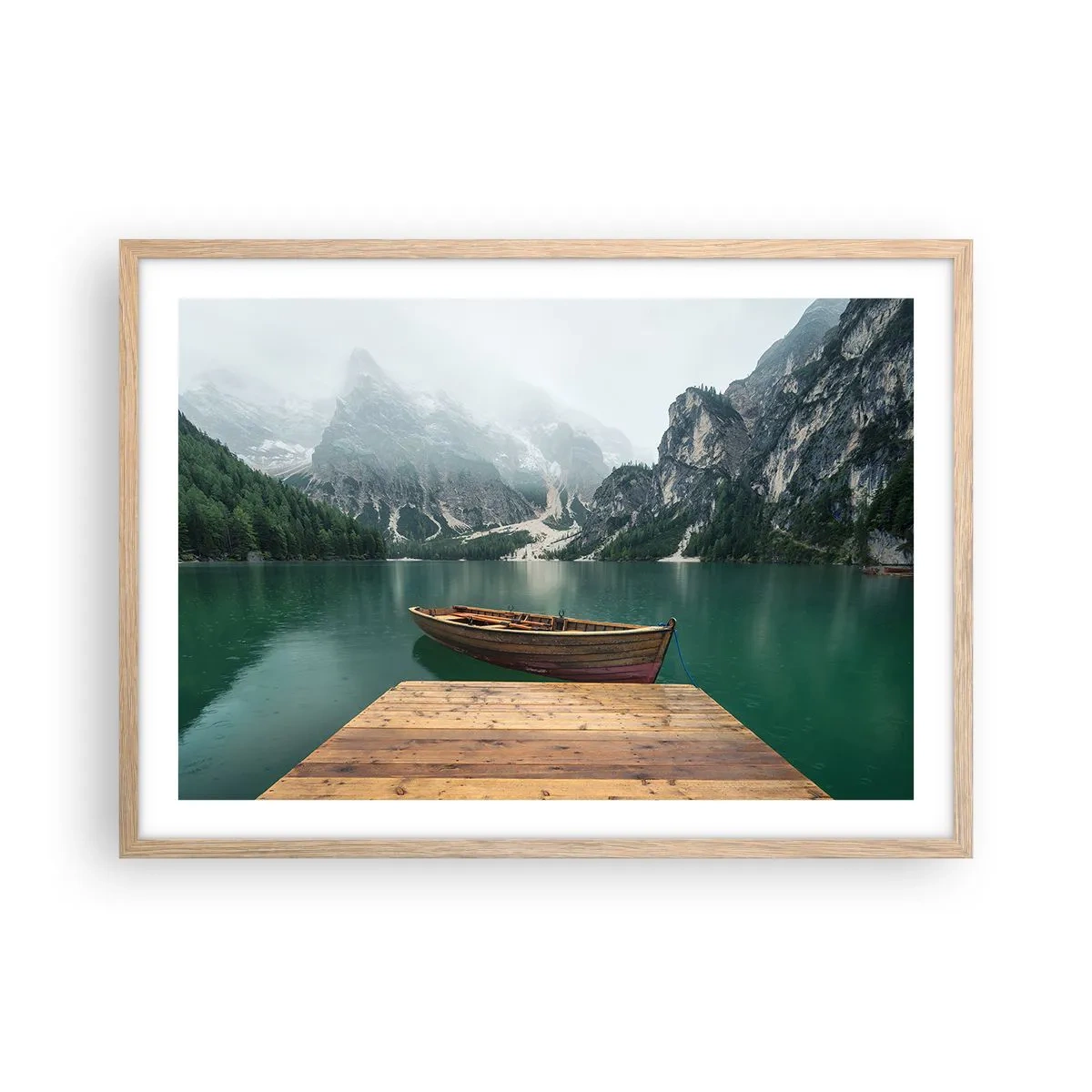 Plagát v ráme zo svetlého duba - „Hrdé skaly vpredu“ - 70x50 cm