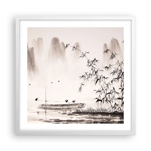 Plagát v bielom ráme - Pokoj ryžových polí - 50x50 cm