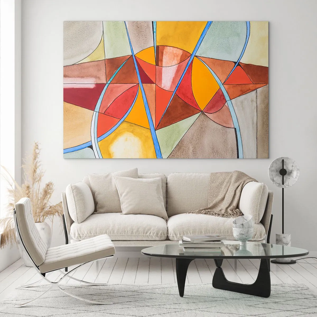 Obraz na skle - Farebná abstrakcia s geometrickými tvarmi - 70x50cm - Kolotoč, kolotoč snov - Moderná nástenná dekorácia do obývacej izby a spálne ARTTOR