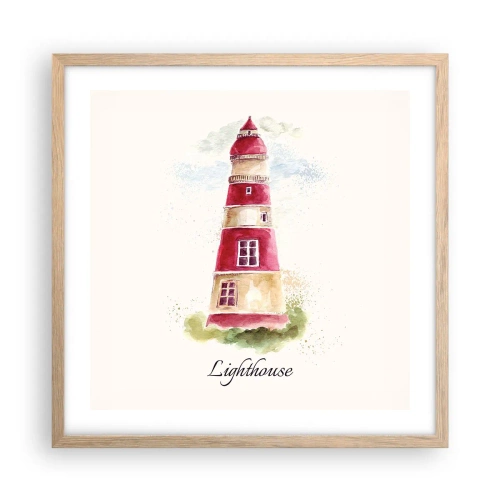 Plagát v ráme zo svetlého duba - Tu je vždy počasie - 50x50 cm