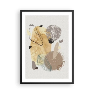 Plagát v čiernom ráme - Abstraktná kompozícia v prírodných odtieňoch - 50x70cm - Abstraktná slivka - Moderná nástenná dekorácia do obývacej izby a spálne ARTTOR