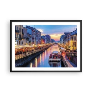 Plagát v čiernom ráme - Večer plný svetla a zábavy - 70x50 cm
