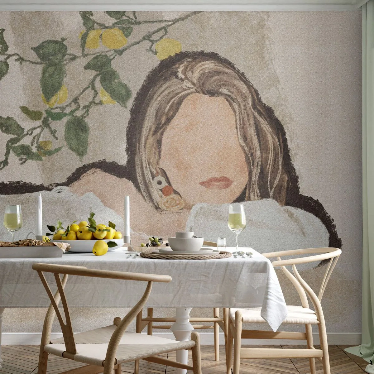 Fototapeta Premium Canvas - Kráska z juhu - Žena, Citróny, Minimalizmus - 250x175 cm