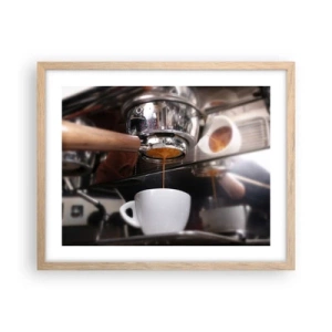 Plagát v ráme zo svetlého duba - Dobrá chvíľa dňa - 50x40 cm