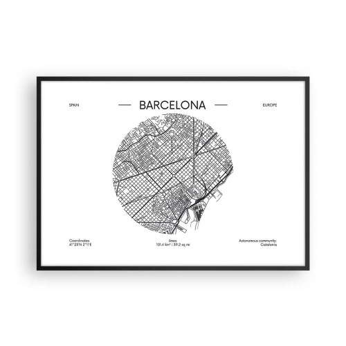 Plagát v čiernom ráme - Anatómia Barcelony - 100x70 cm
