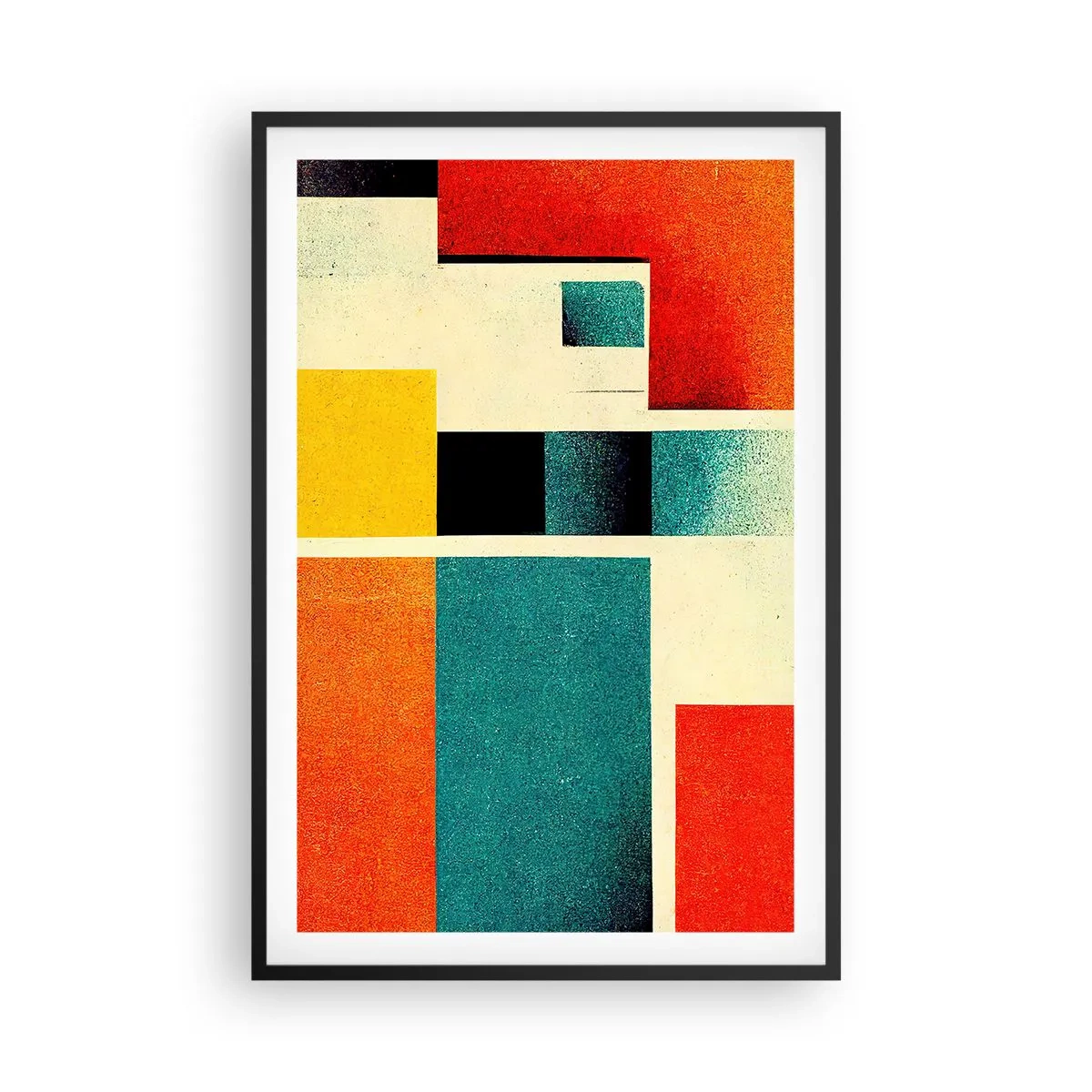 Plagát v čiernom ráme - Geometrická abstrakcia – dobrá energia - 61x91 cm