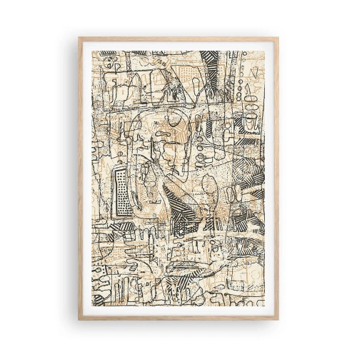 Plagát v ráme zo svetlého duba - Čaká na rozlúštenie - 70x100 cm