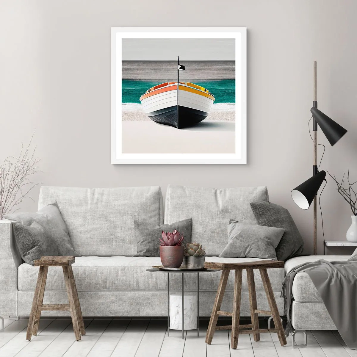 Plagát v bielom ráme - Na správnom mieste - 60x60 cm