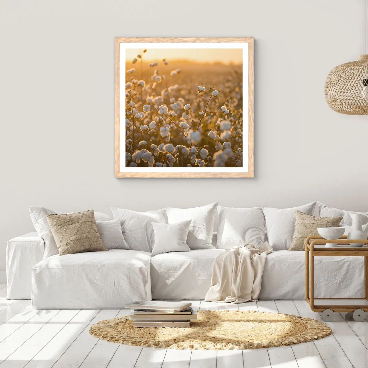 Plagát v ráme zo svetlého duba - Chlpaté pole - 60x60 cm